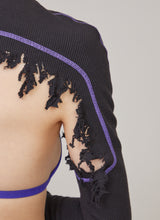 Distressed rib pullover shrug