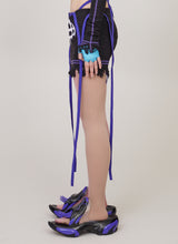 Distressed rib patch self-tie dress/top