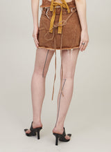 Fringed wasit-tied mini skirt