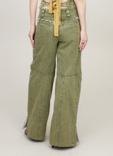 Rayed washed wide pants
