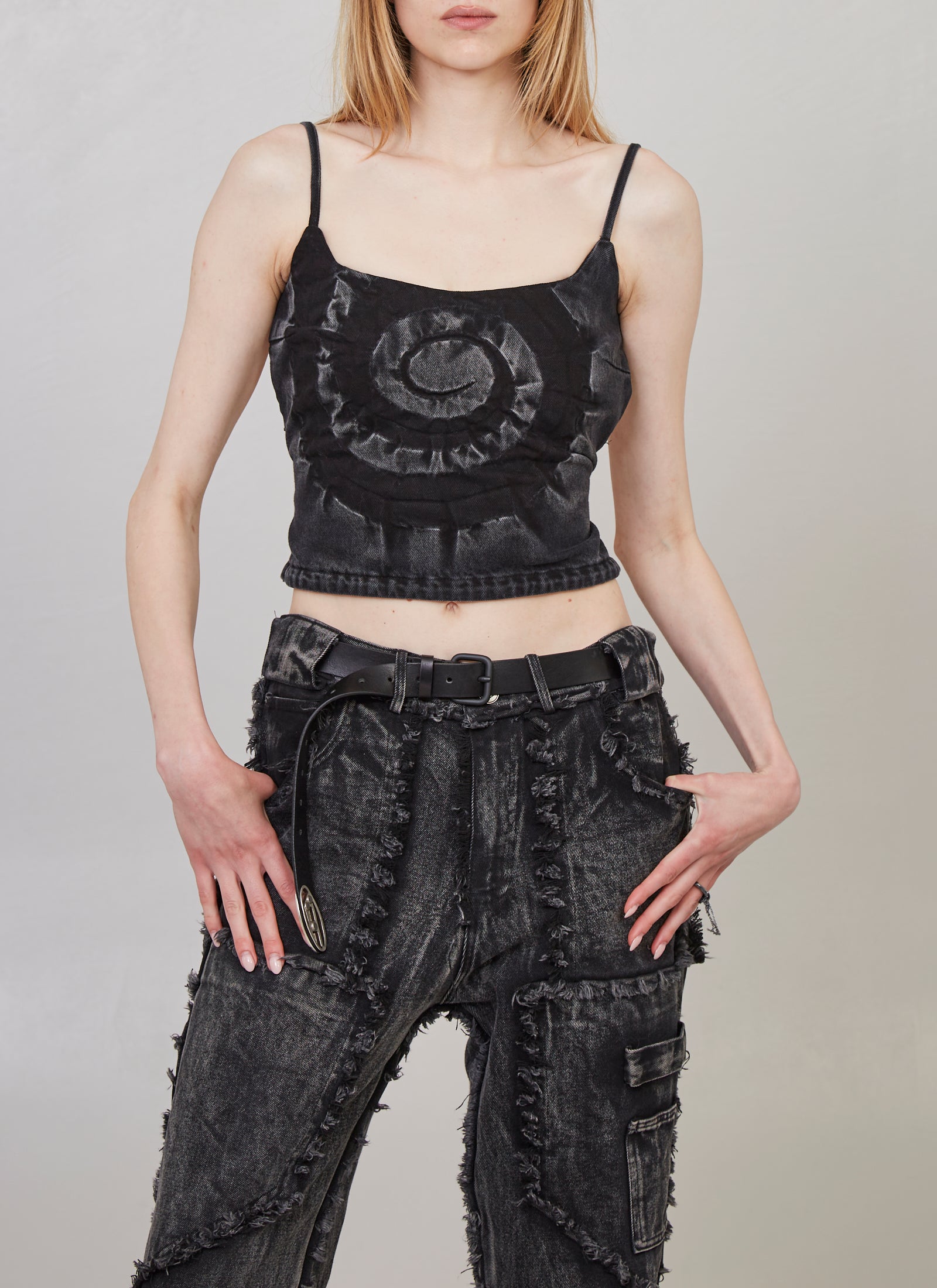 MASHA POPOVA のホルターネック デニム トップス DENIM ROSE DRAPE TOP Jade wash - Masha Popova