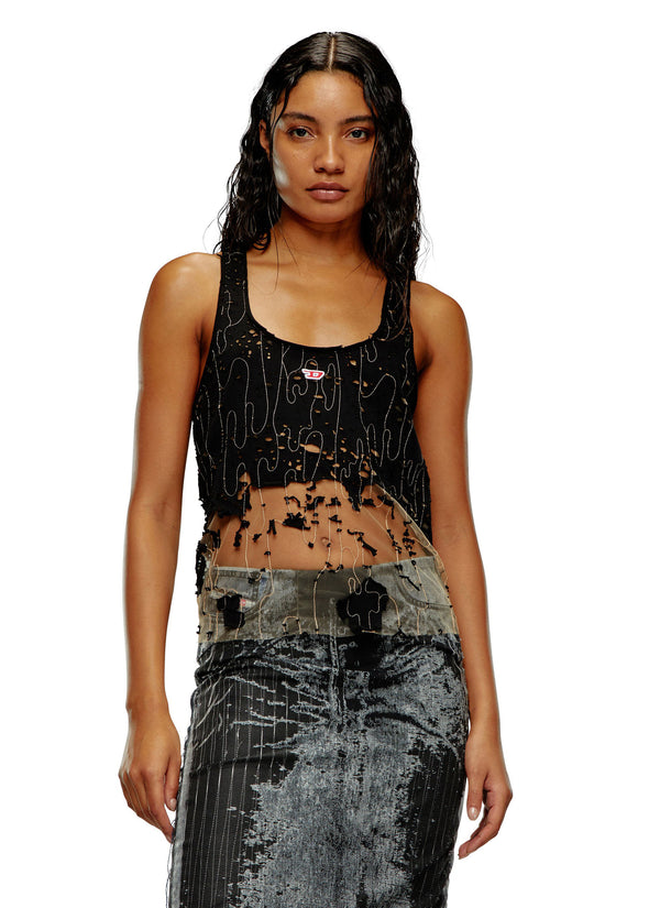 T-bils-dev destroyed tulle tank top