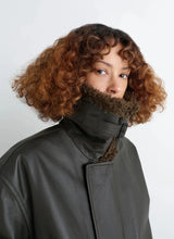 Leather blouson with shearling collar