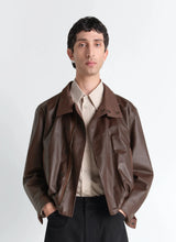 Soft leather blouson in leather
