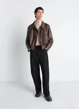 Soft leather blouson in leather