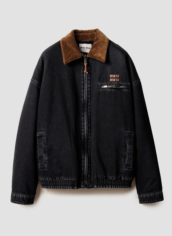 Black denim blouson jacket