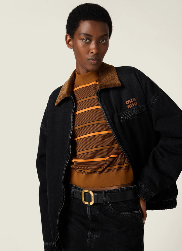 Black denim blouson jacket