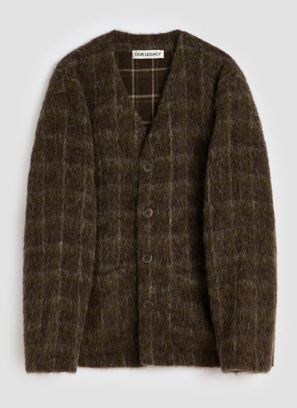 Dorf Check Hairy Wool Cardigan