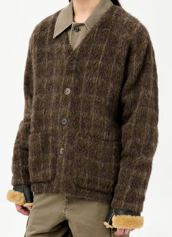 Dorf Check Hairy Wool Cardigan