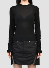 Cropped Hooded Rib Long Sleeves T-shirt