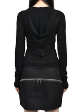 Cropped Hooded Rib Long Sleeves T-shirt