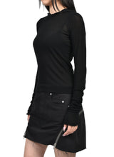 Cropped Hooded Rib Long Sleeves T-shirt