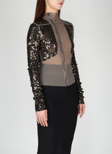 Sequin-embellished zip-up jacket