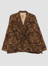 Floral-jacquard double-breasted jacket