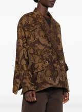 Floral-jacquard double-breasted jacket