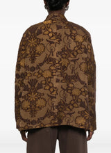 Floral-jacquard double-breasted jacket