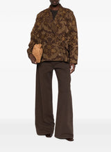 Floral-jacquard double-breasted jacket