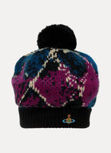 Pompom argyle knit beret