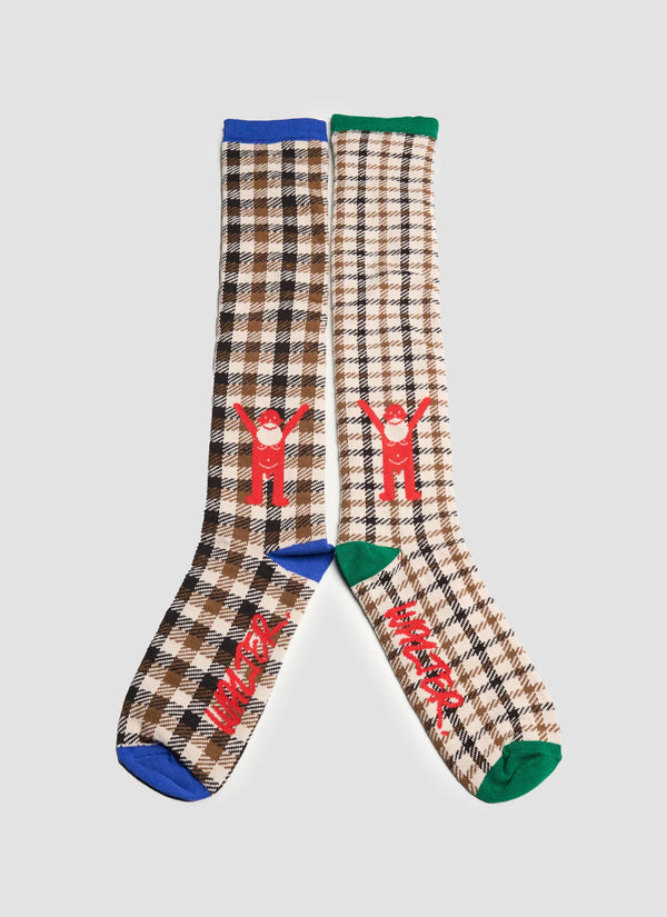 A-symmetric Check Socks