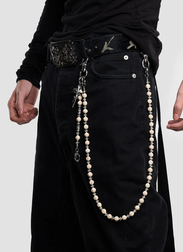 Beaded Rose Cross Pants Chain