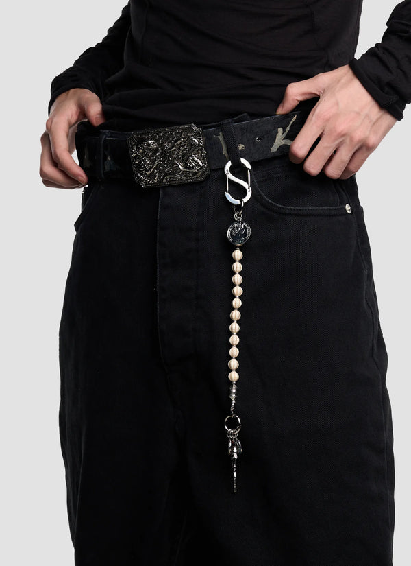 Beaded Rose Cross Coin Pants Chain