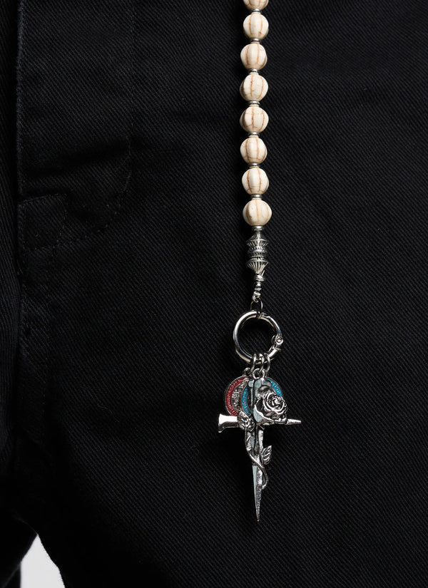Beaded Rose Cross Coin Pants Chain