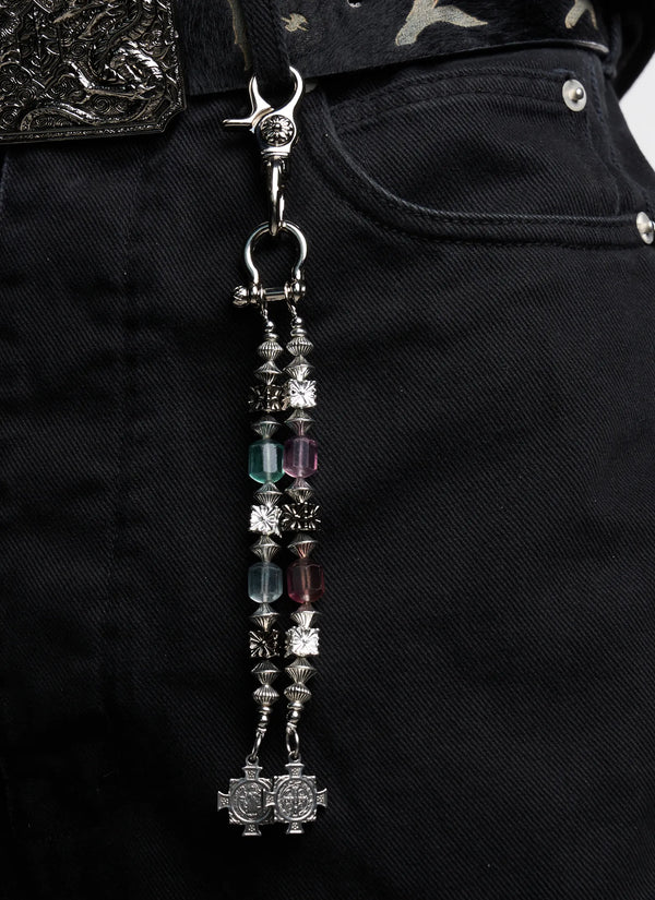 Natural Stone Beaded Metal Pants Chain