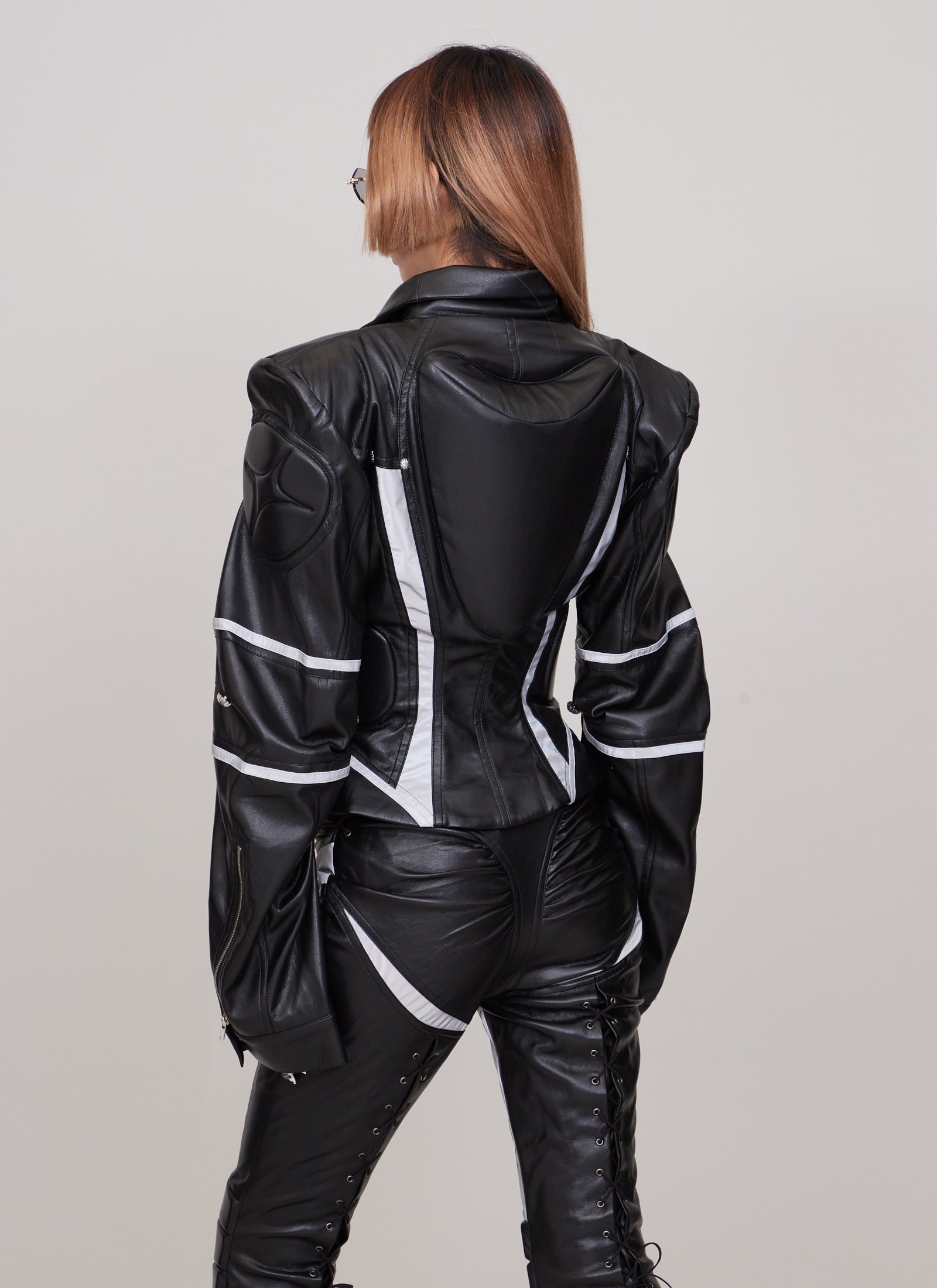 Reflective PU leather racing jacket – HITCHHIKER