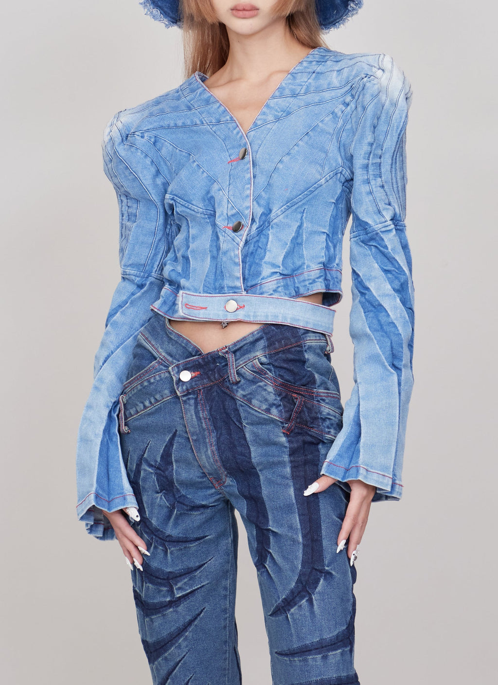 Swirl bleached shoulders denim jacket – HITCHHIKER