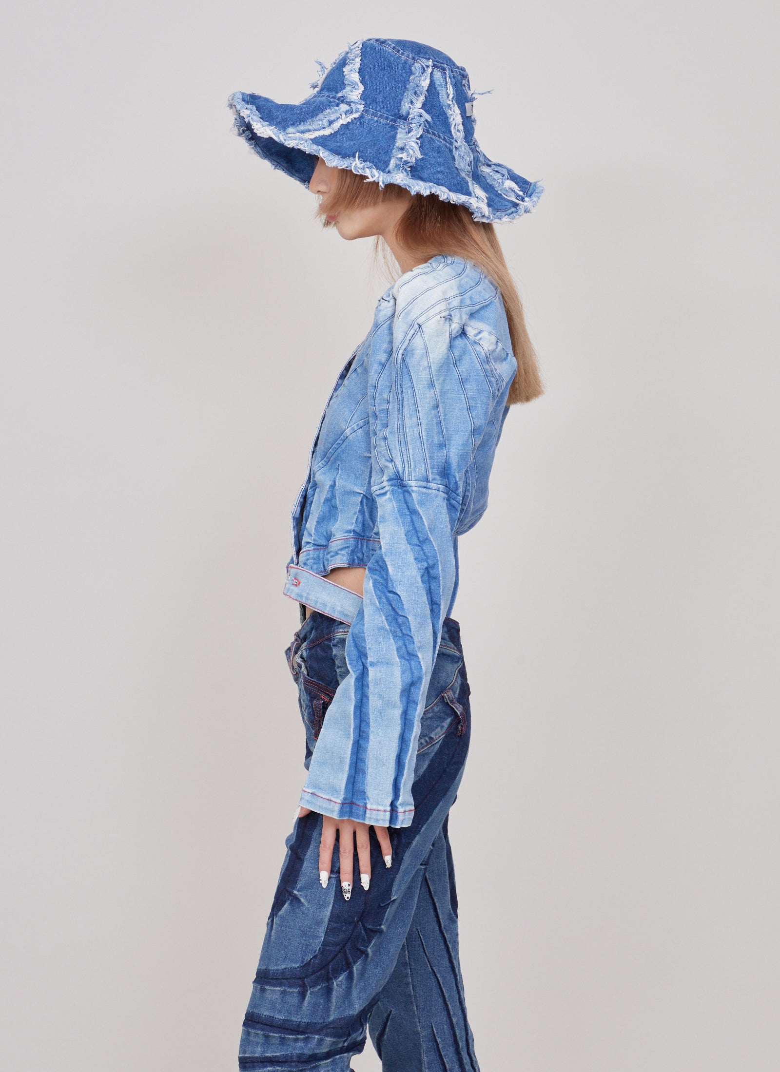 Swirl bleached shoulders denim jacket – HITCHHIKER