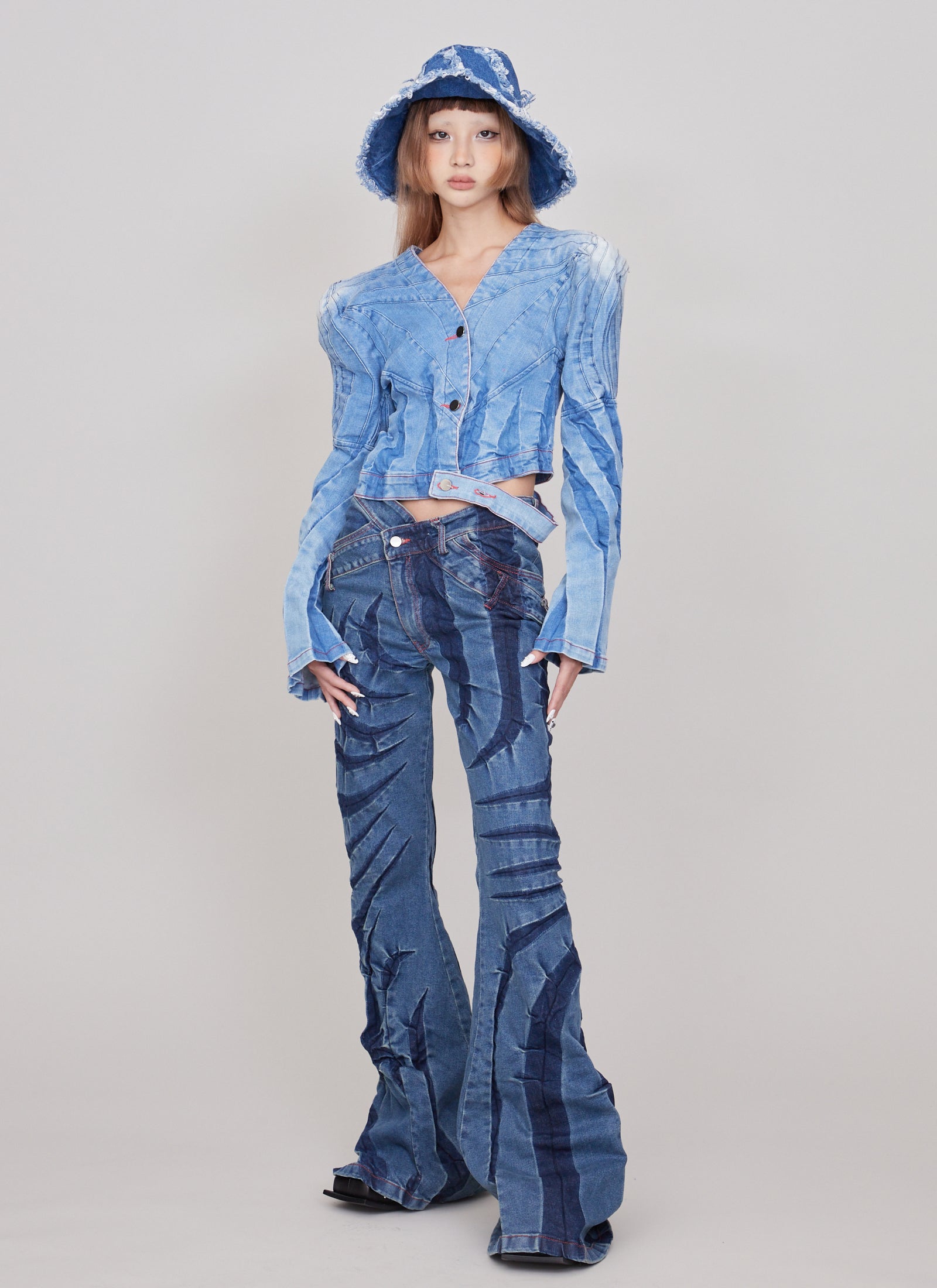 Swirl bleached shoulders denim jacket – HITCHHIKER