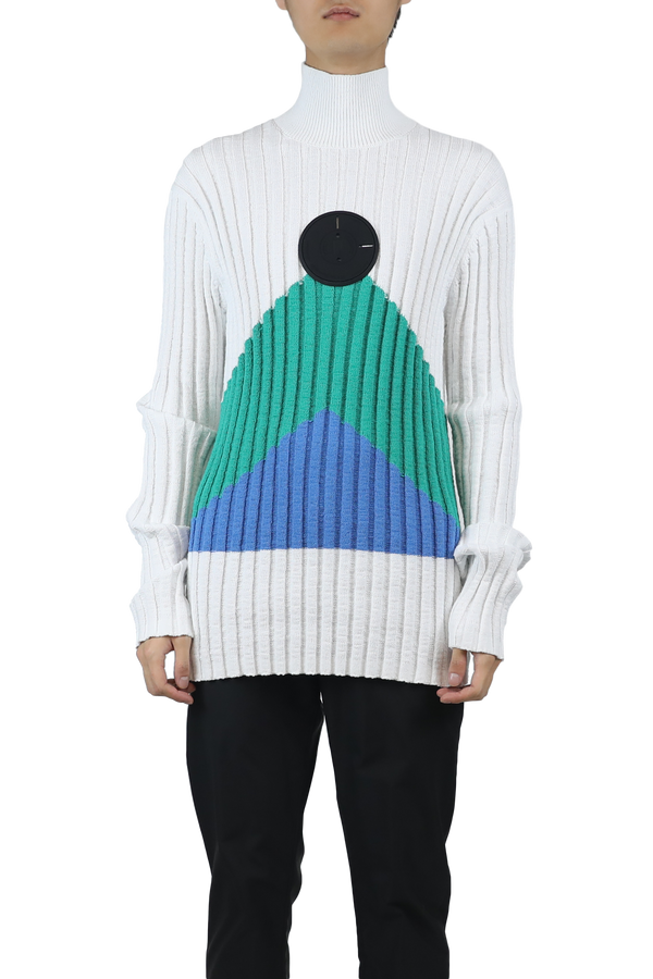 Turtleneck sweater - white green blue