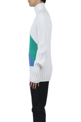 Turtleneck sweater - white green blue